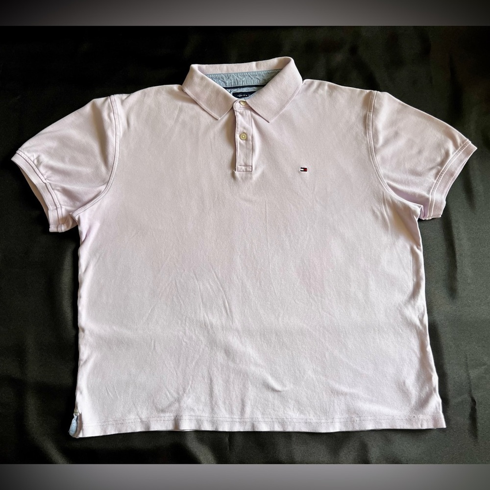 Tommy Hilfiger Women's Short Sleeve Lilac Polo Shirt Size XL Pastel Collar